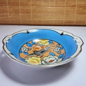 Noritake Bowl Hand Painted Bird and Flowers M Stamp Vintage Made in Japan